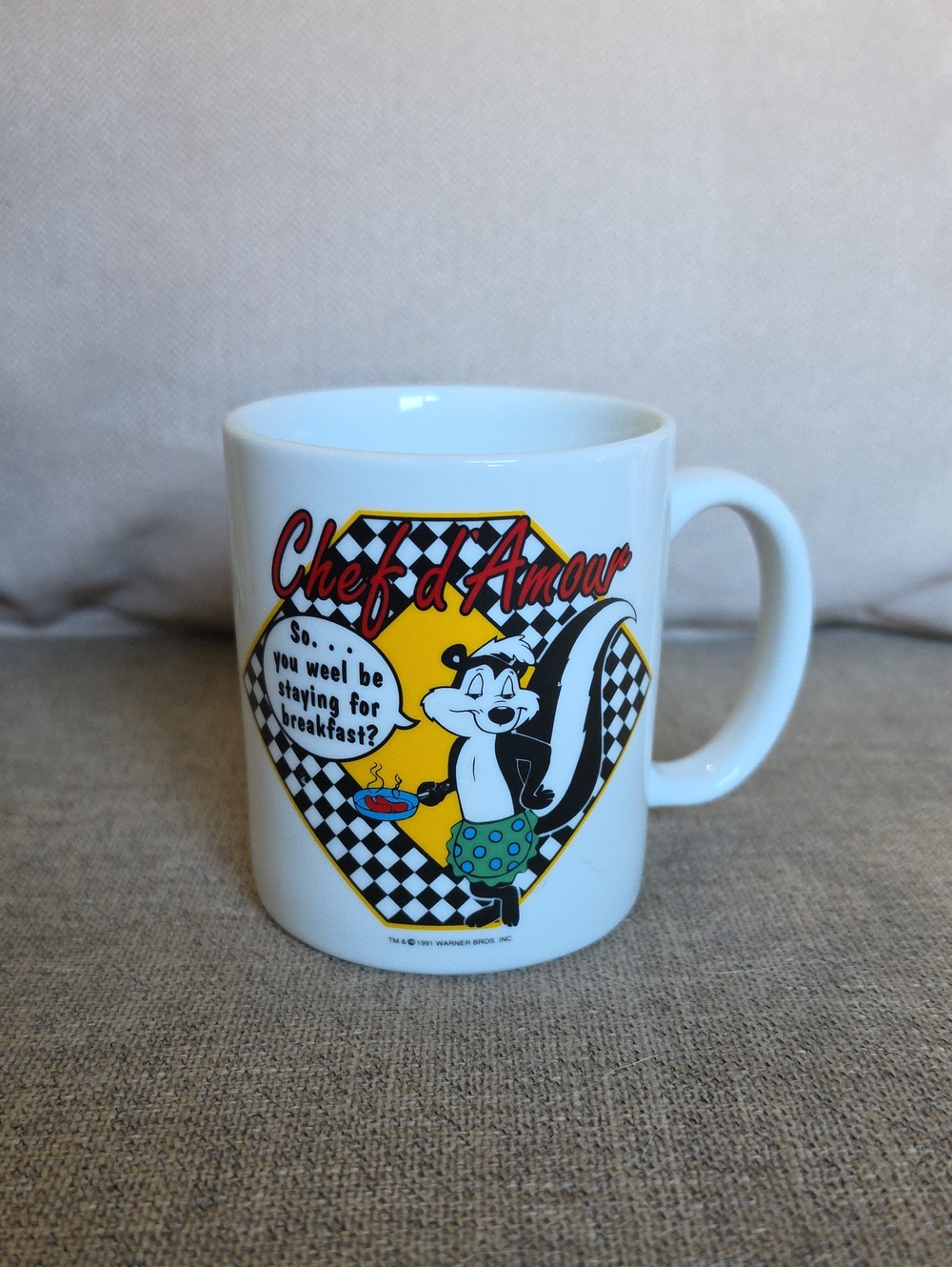 Chef d'Amour Pepe Le Pew 1991 Vintage Skunk Cartoon Mug